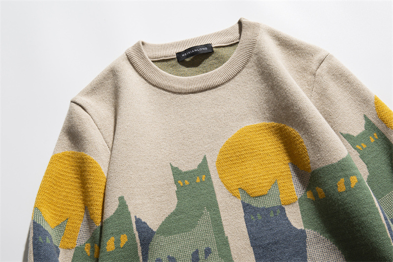 Japanese Workwear Oversized Color Block Long Sleeve Sweater