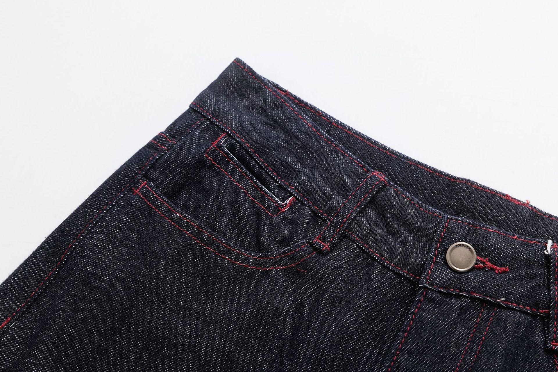 High waisted straight leg slim fit red line wide leg jeans