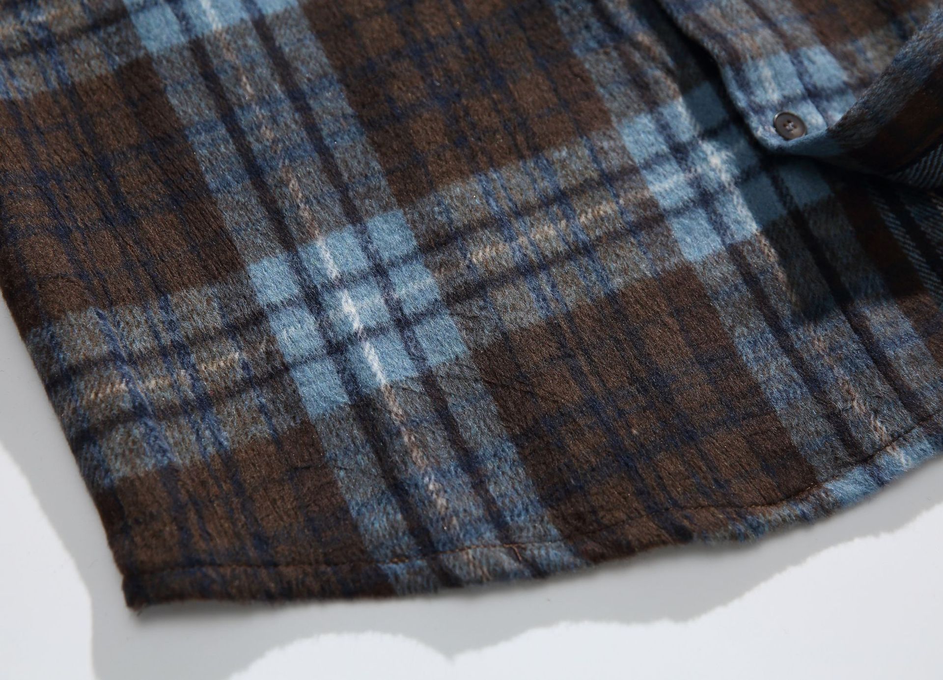 Oversized Two-Tone Checkered Polyester Appliqué Shirt