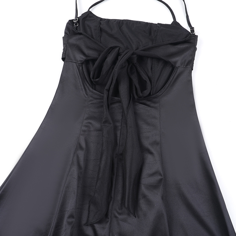Polyester Box Neck Gathered Split Dress