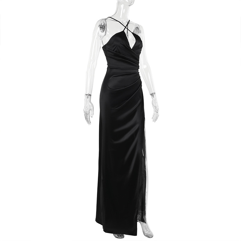 High Waist Collarless Polyester Dress