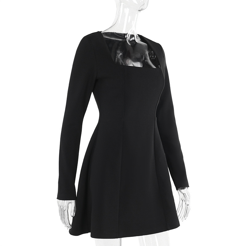 Ladies' Stretch Polyester Straight Neckline Full Sleeve Dress
