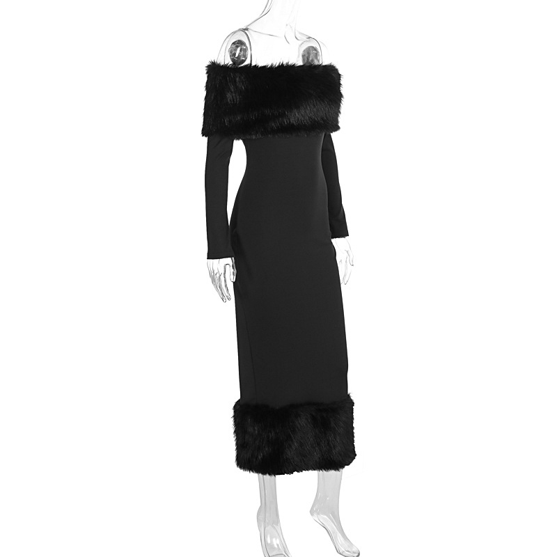 One neck long sleeved temperament slim fit dress
