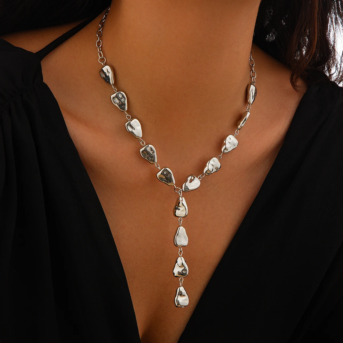 Ingemark Sexy Water Drop Plastic Beans Pendant Choker Necklace Fashion Statement Goth Y Shape Long Tassel Chain Neck Jewelry New