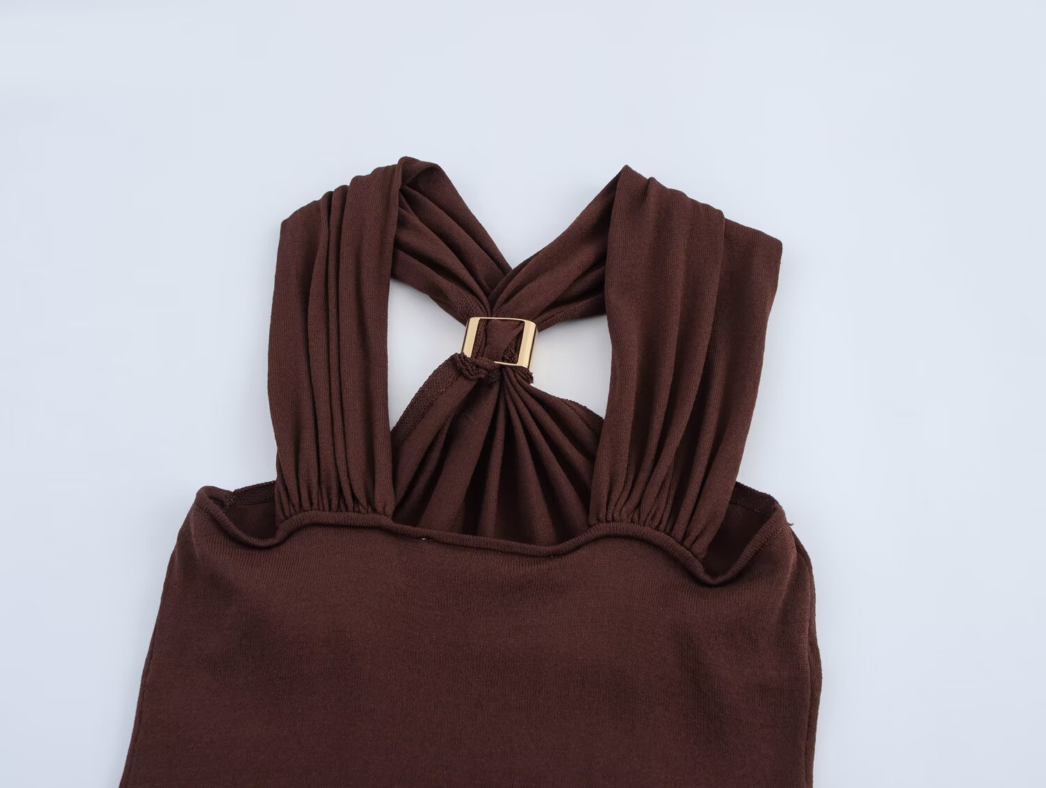 Ladies Tailored Metallic Trim Cowl Tank Top
