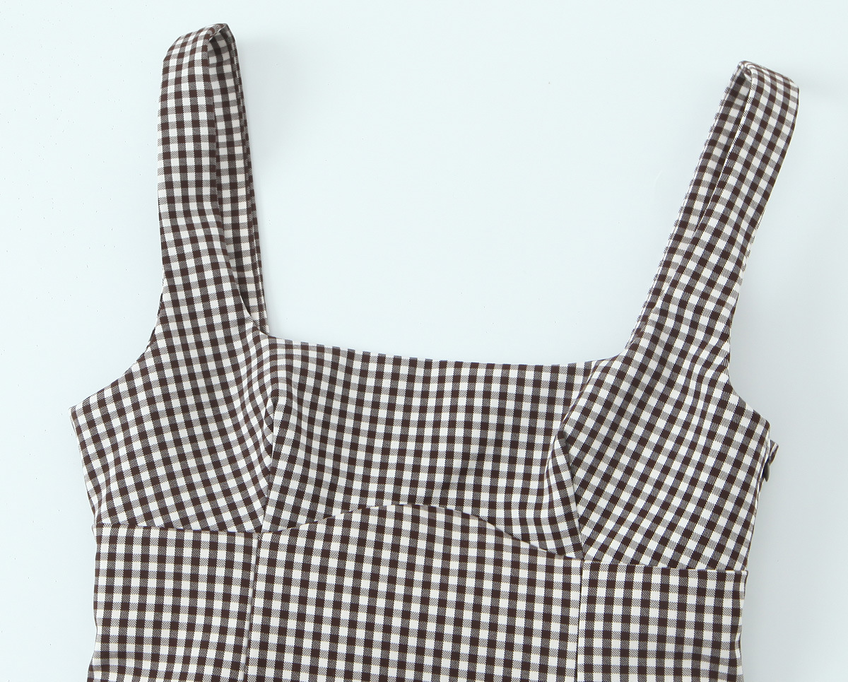Ladies Grid Knotted Cutout Tank