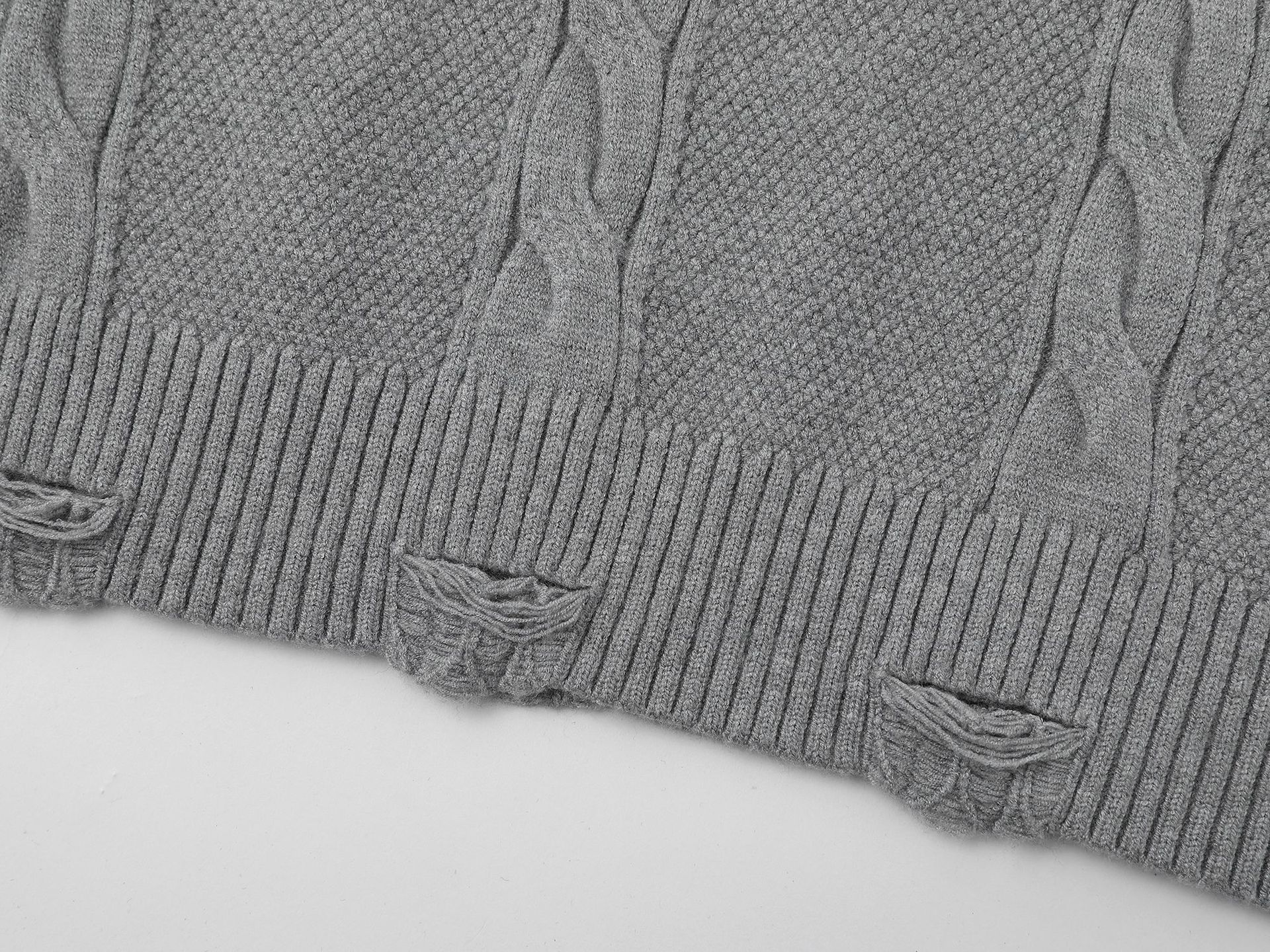 Casual College Style Metal Chain Detachable Tie Knit Sweater