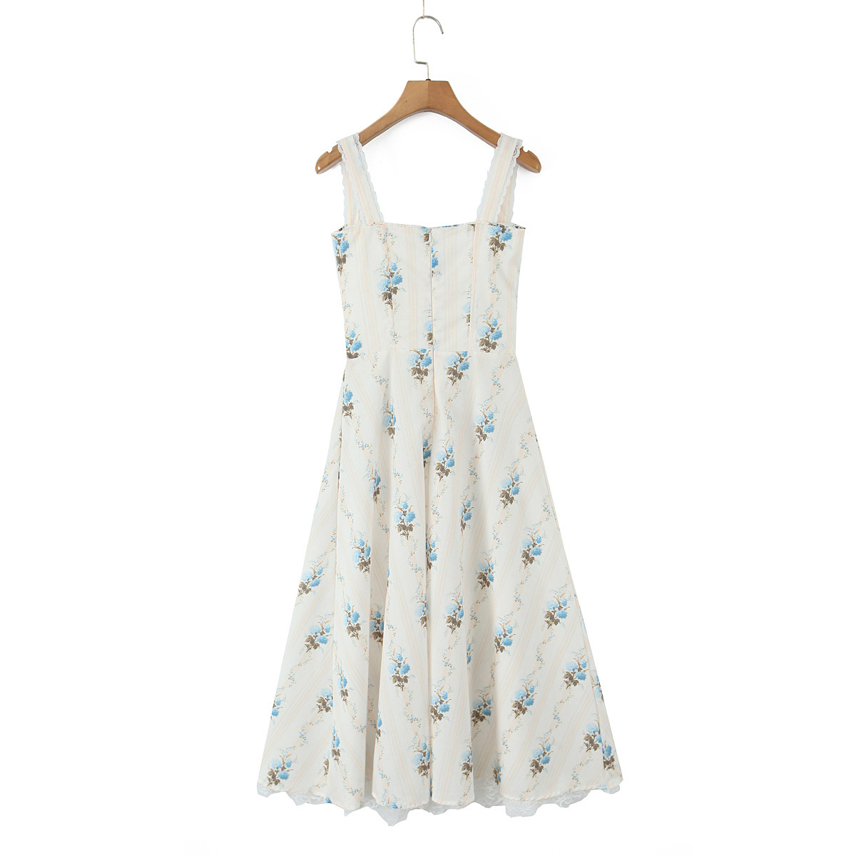 Printed Corset Waist Strapless Dress