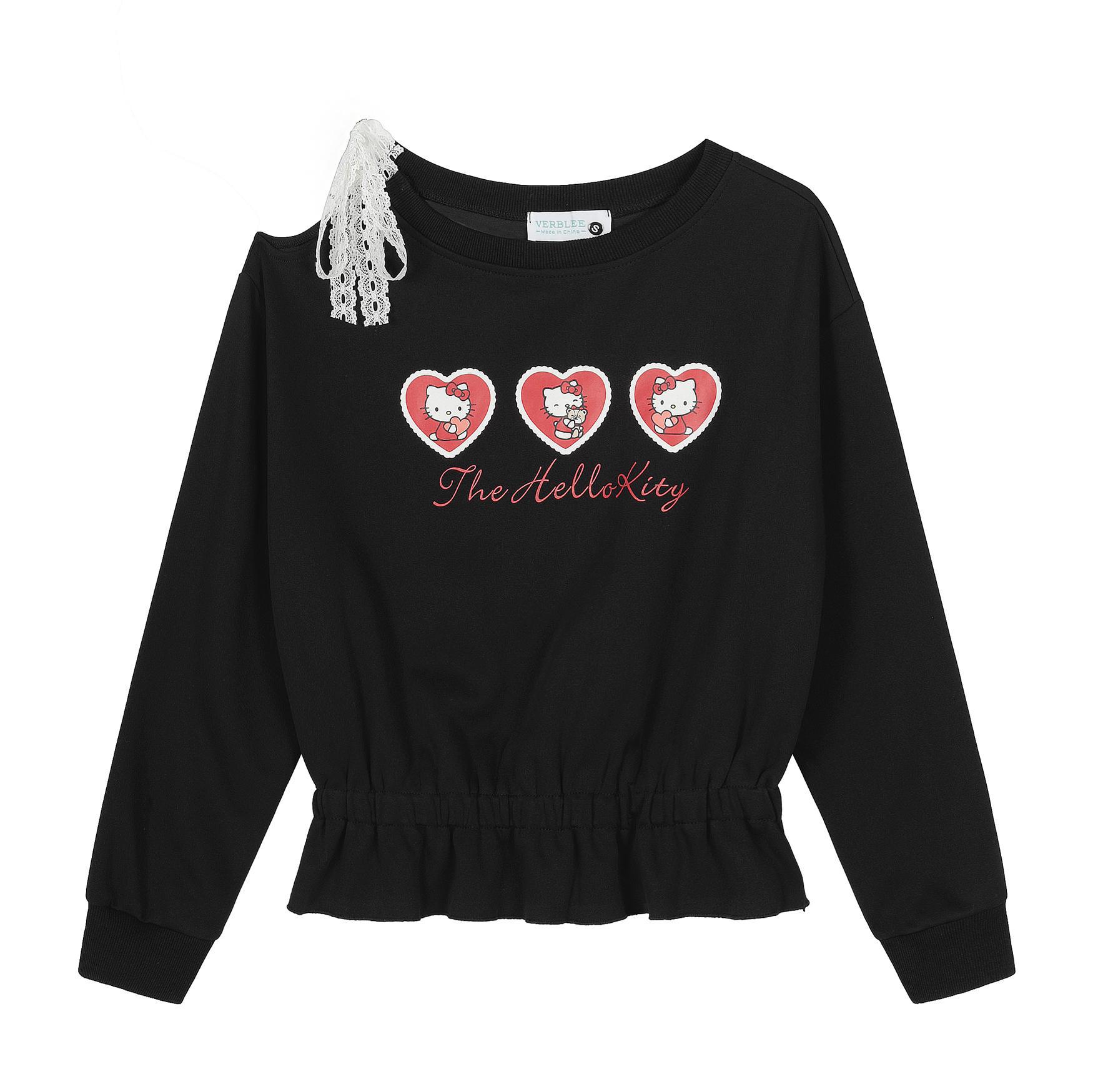Bardot Sweetheart Kitten Print Shirred Torso Hoodie