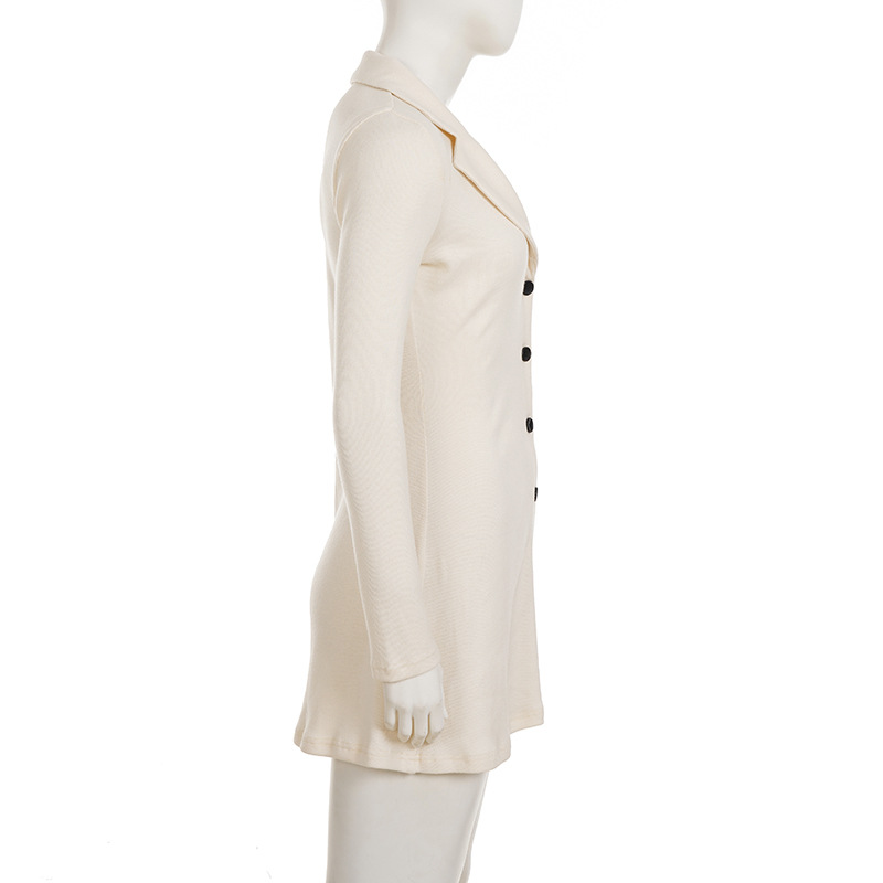 Solid Notch Lapel Dress