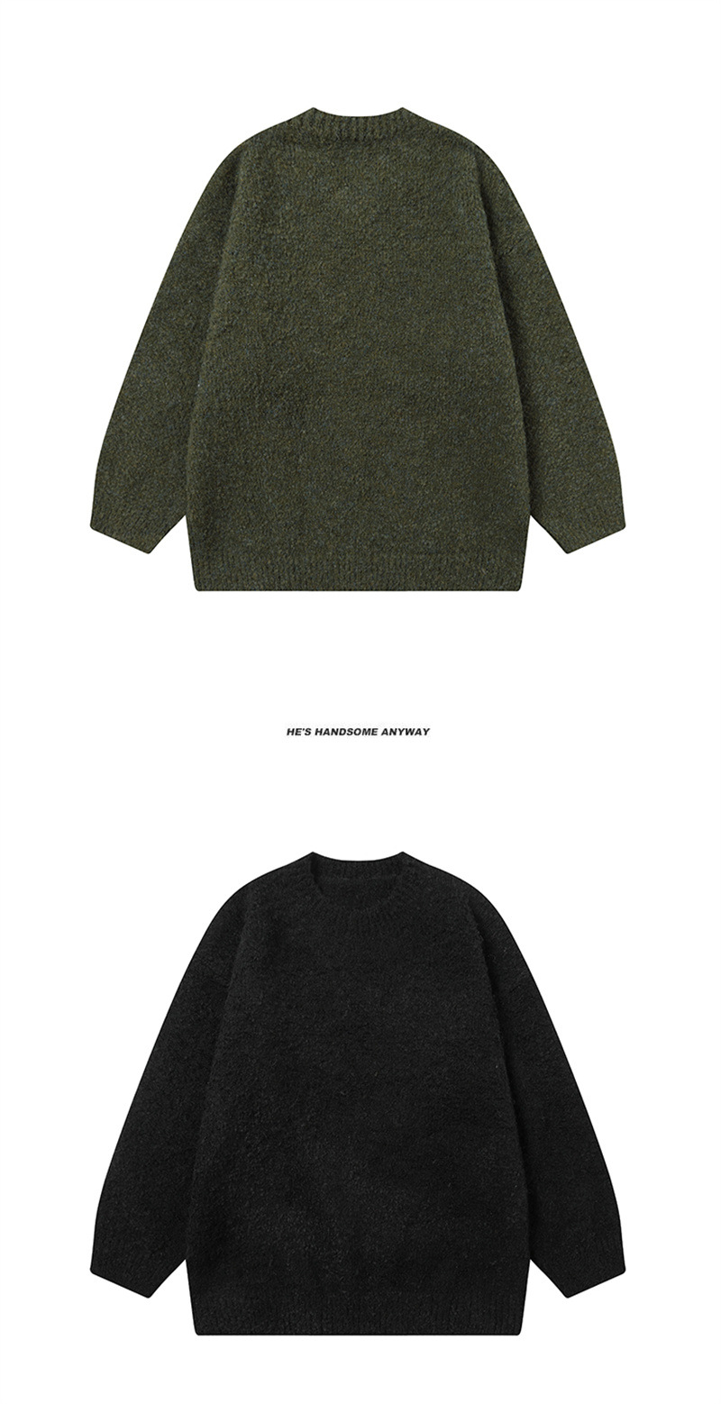 Japanese Workwear Plain Crewneck Knit Sweater