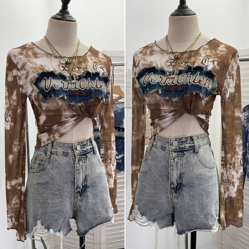 Long Sleeve Cover Up Short T-Shirt