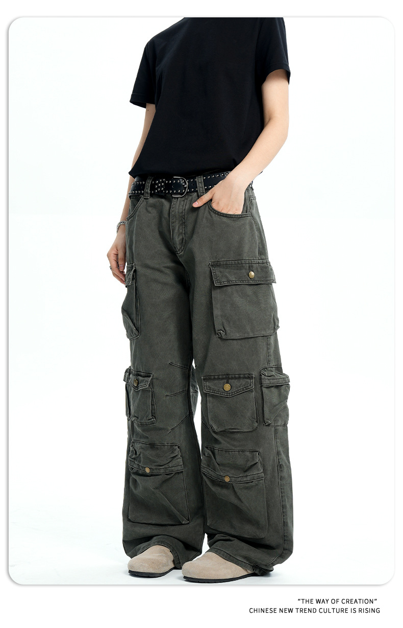 Street Retro Heavyweight Wide-Leg Casual Loose Slimming Long Trousers