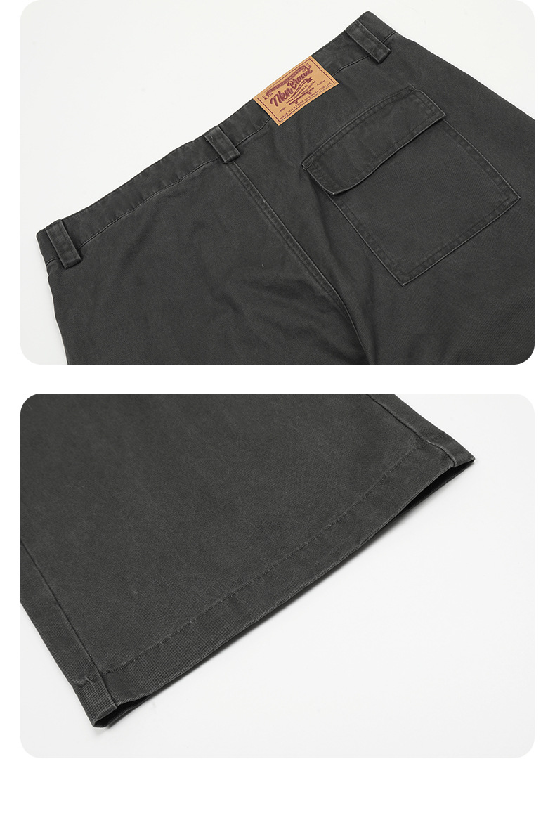 Faded Vintage Pleated Trendy Loose Fit Straight Leg Wide Leg Casual Trousers for Men and Women