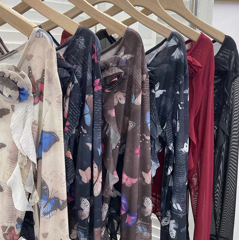 Asymmetric Pointed Floral Off-Shoulder Full Sleeve Top