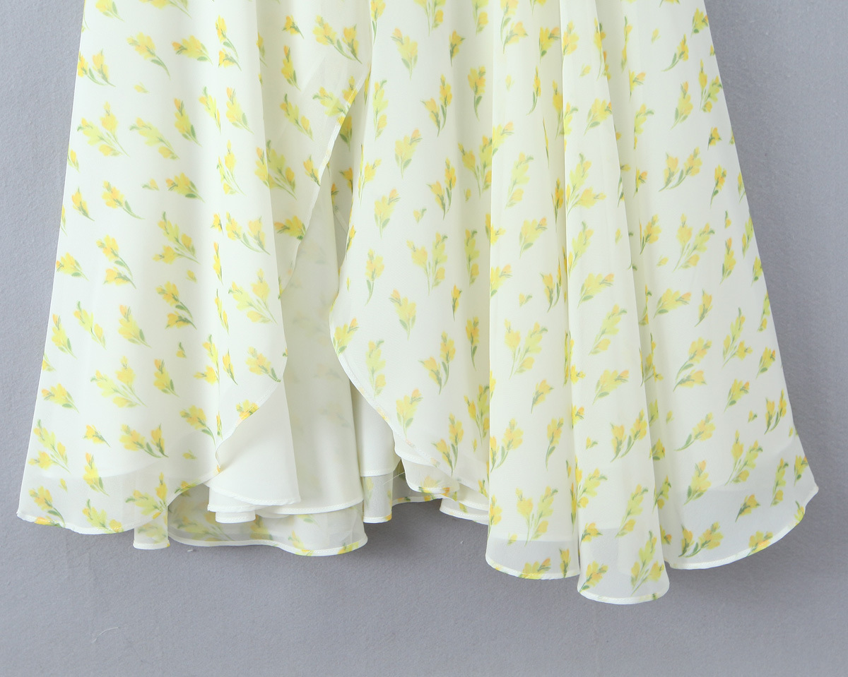 Sleeveless Breezy Crisscross Strap Blossom Print Asymmetric Dress