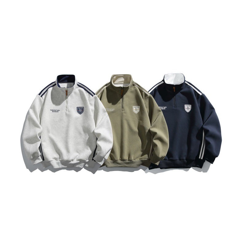 Oversized Cotton Twin Band Mock Neck Hoodie