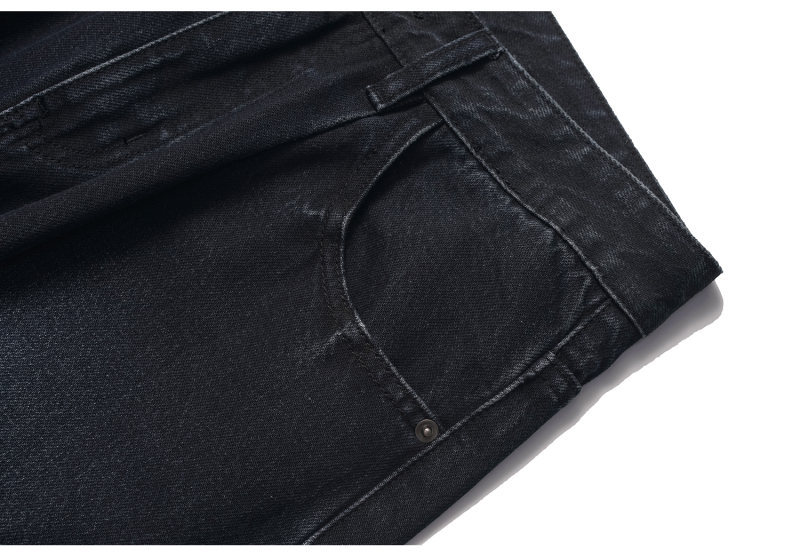 Washed Distressed Wide-Leg Straight Leg Denim Pants