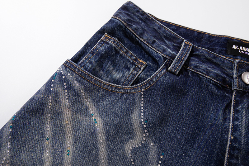 Style Butterfly Cat Whisker Laser-Printed Denim Pants with Unique Design, Wide Leg, Loose Fit, Straight Cut, Oversized Jeans