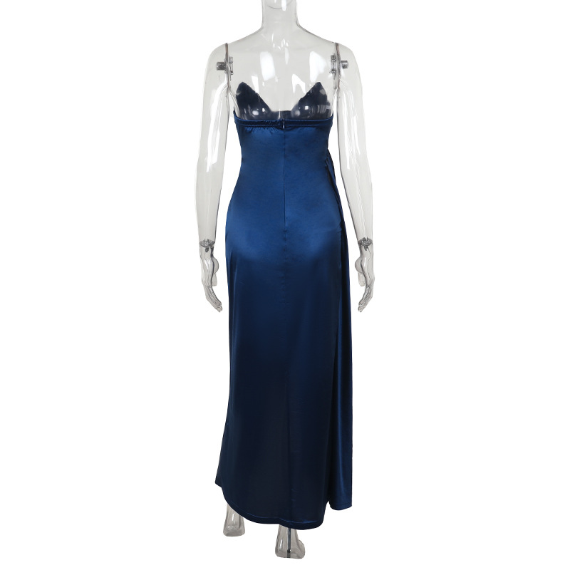 Plunge Neck High Rise Split Maxi Dress