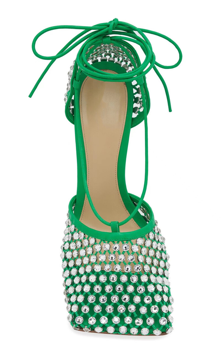 Processing Time:7-15 days after placing orders Women's Summer Fashion Sexy Hollow Out Water Diamond Mesh Bread Head Sandals European and American High Heel Show Shoesdals