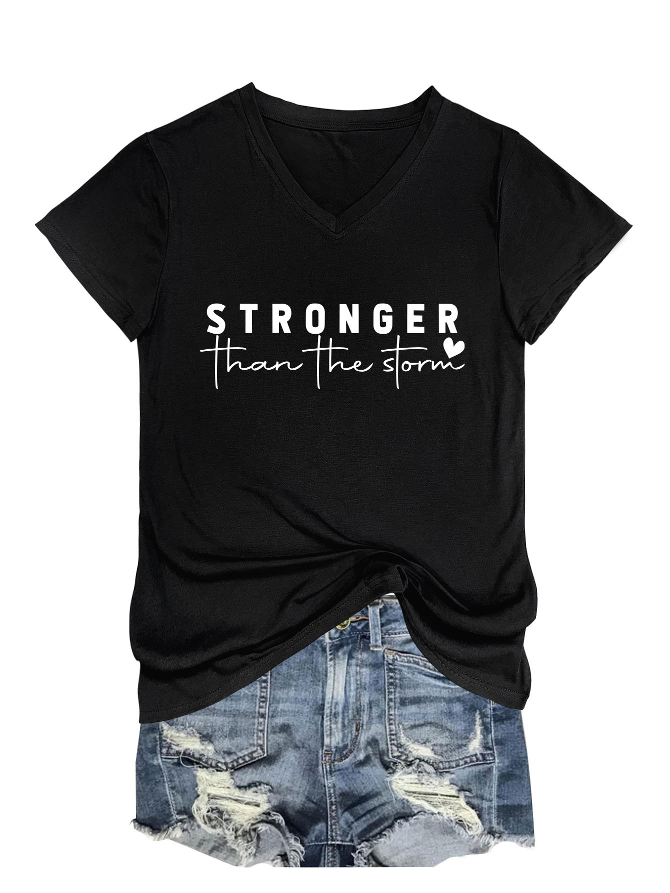 Geometric Print Plunge Front Ladies Tee