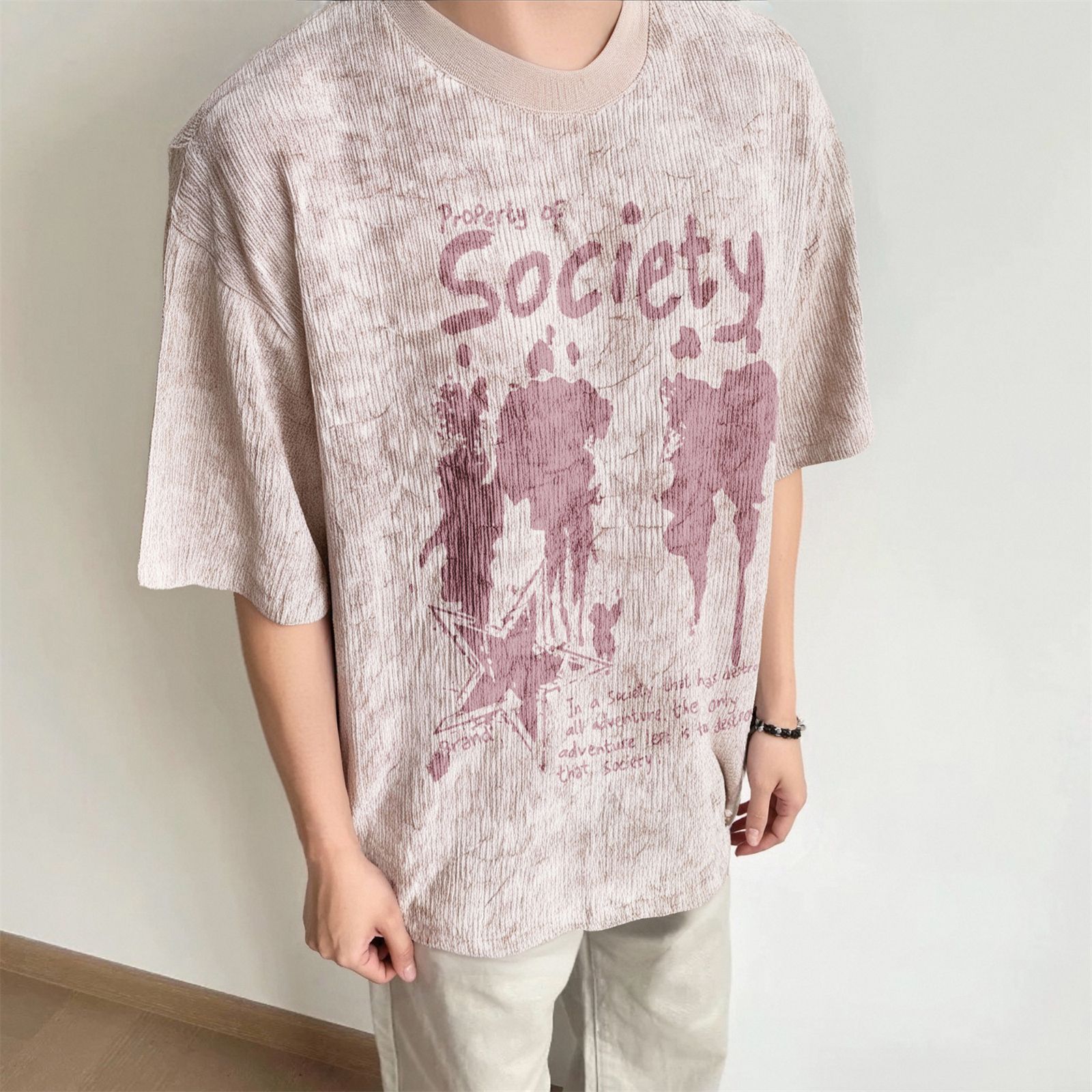 Unisex American Loose Fit Polyester Tee Digital Letters