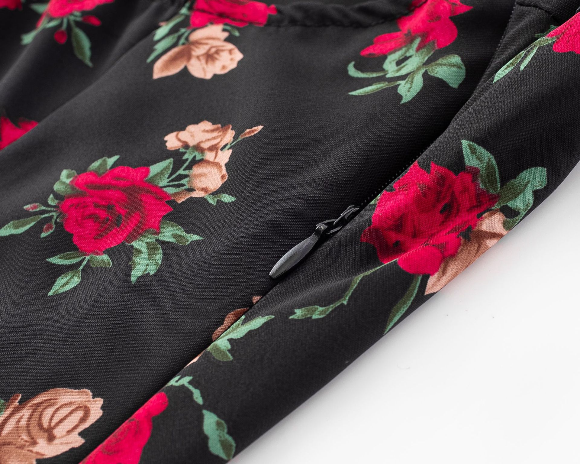 Tie-Shoulder Black Base Printed Long Dress