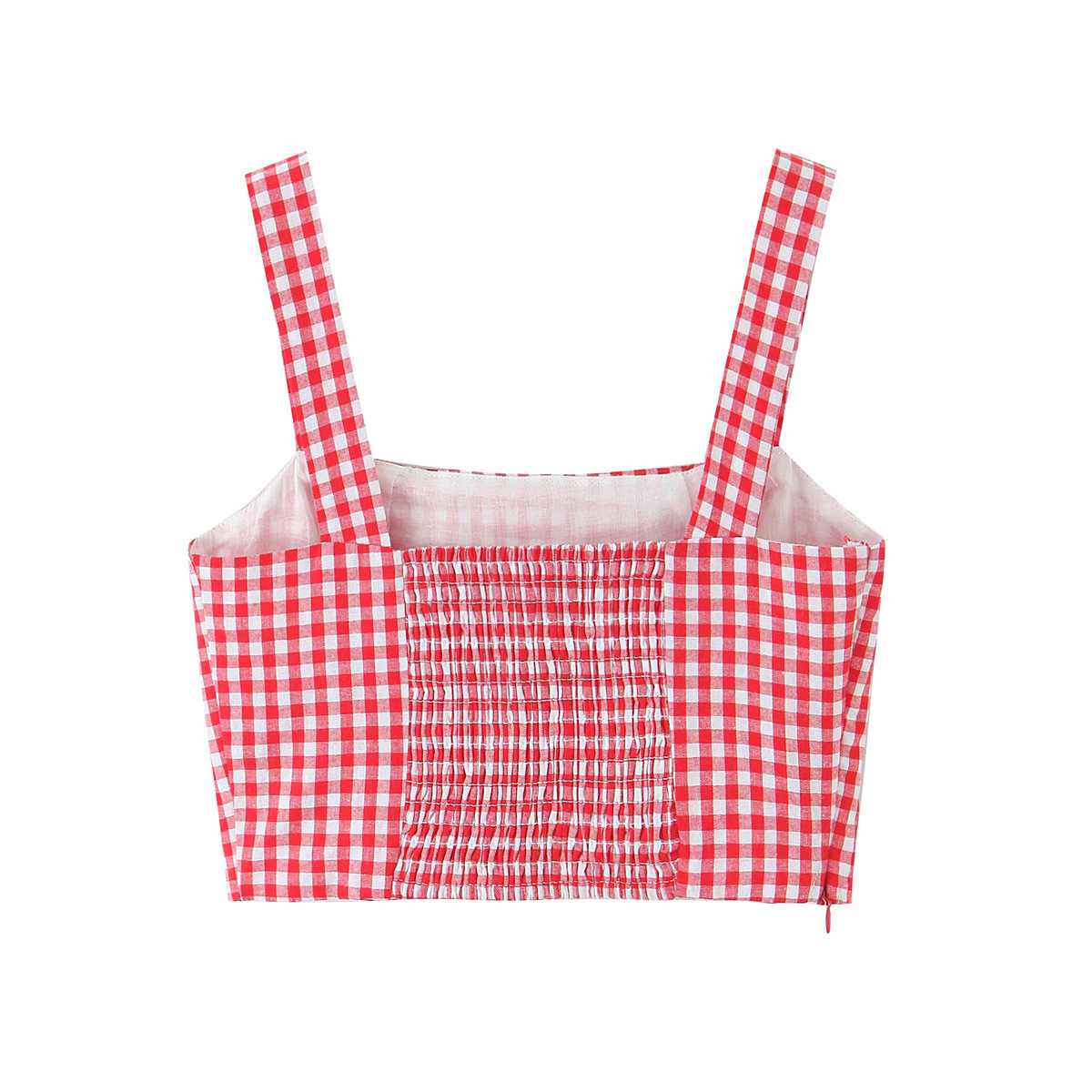 Square Neck Plaid Sexy Crop Top
