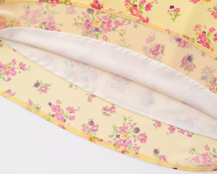 Yellow background printed long dress for women