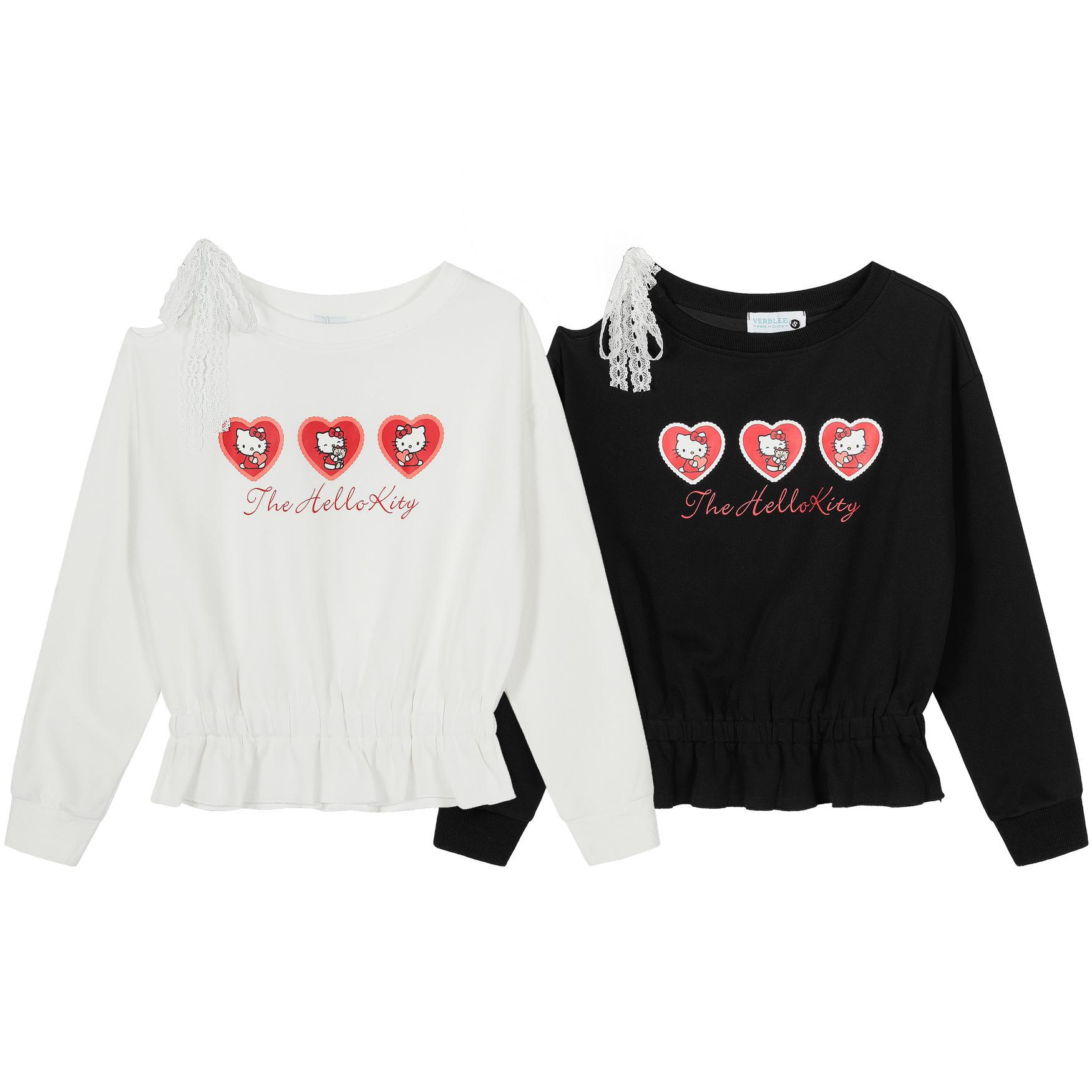 Bardot Sweetheart Kitten Print Shirred Torso Hoodie