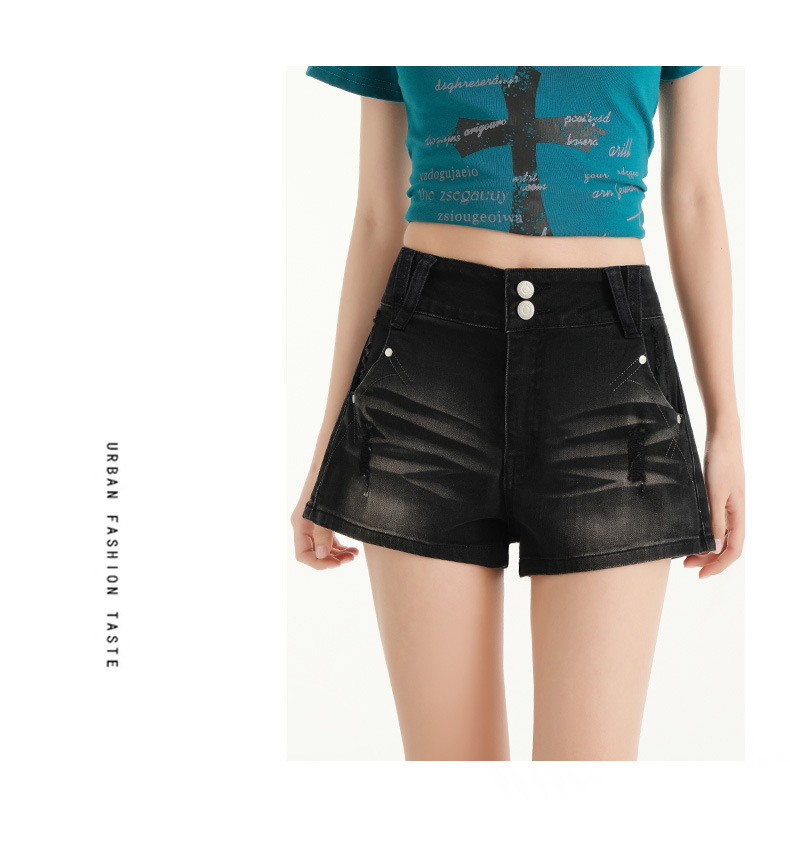 High-Waisted Distressed Denim Shorts for Women Arrival Elastic Outerwear Slimming A-Line Mini Skirt Hot Pants