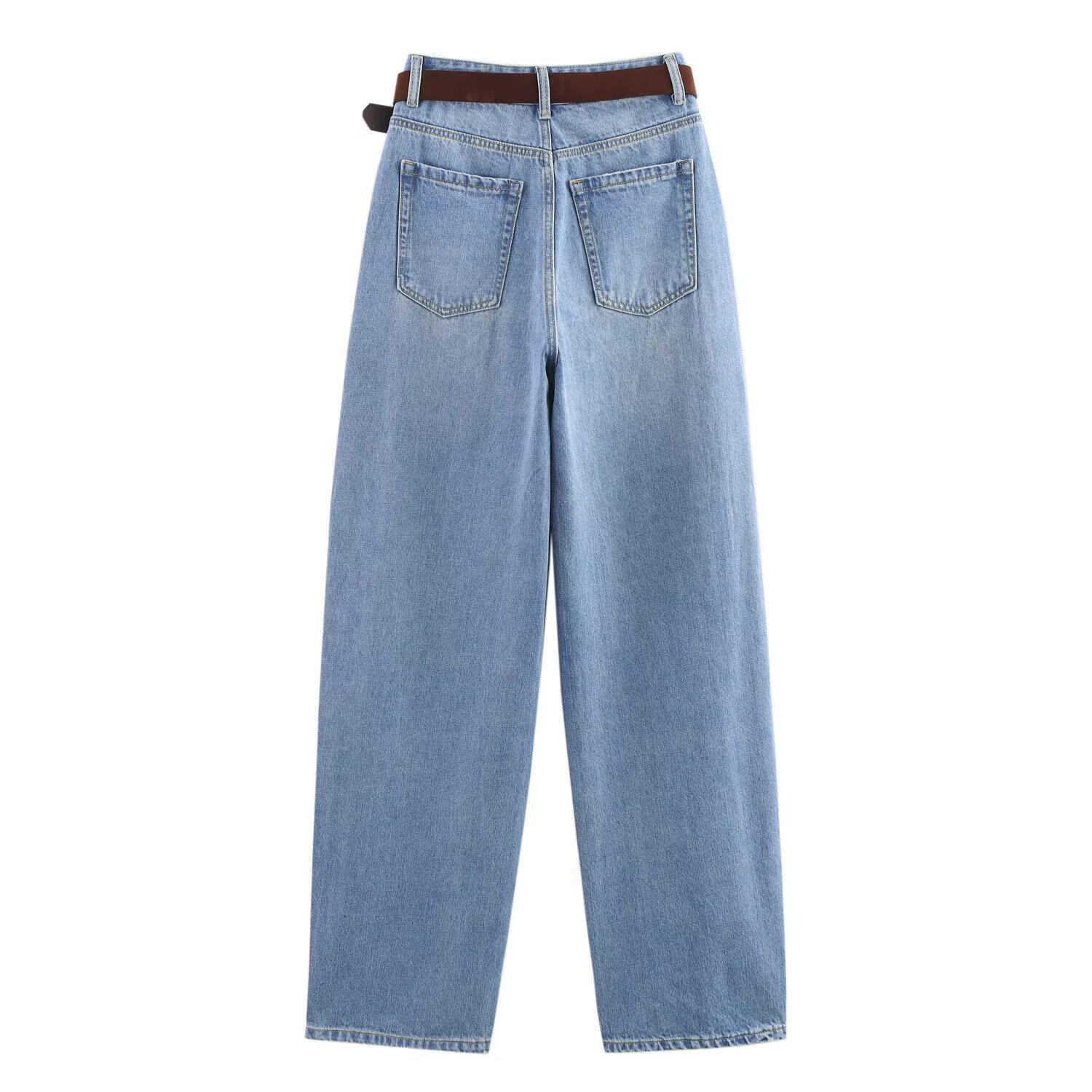 Casual versatile belt made of vintage denim and radish pants for women