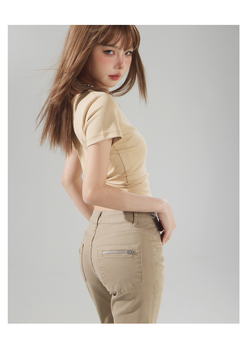 Women's Fitted Flare Jeans Low Waist Spicy Girl Skinny Slim Fit Versatile Hoof Pants