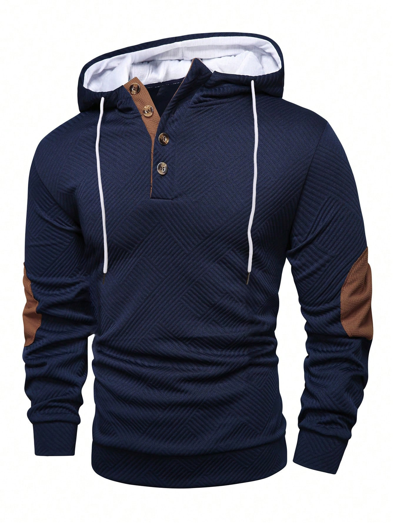 Oversized Textured Polyester Long Sleeve Hoodie