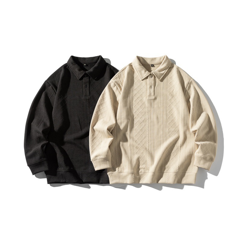 Polyester Plain Ribbed Oversized Shirt-Style Sweatshirt