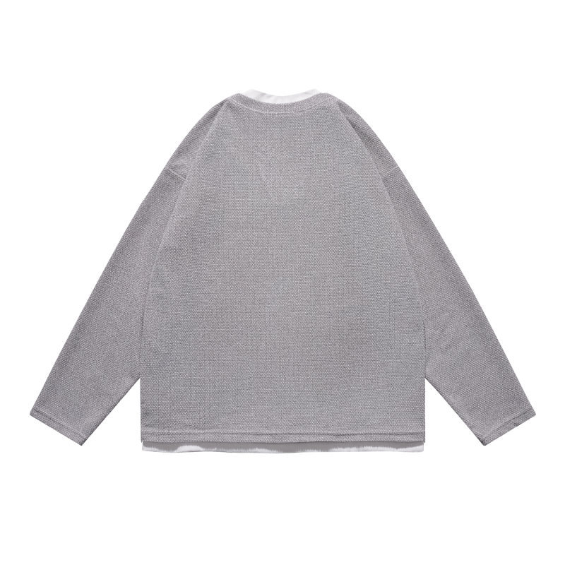 Oversized Colorblock Faux Separates Plunge Hoodie