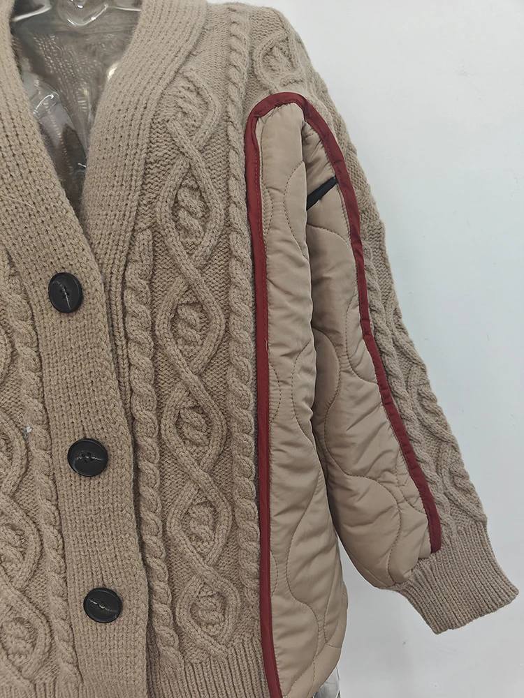 Ladies Oversized Chunky Knit Acrylic Blend Cardigan