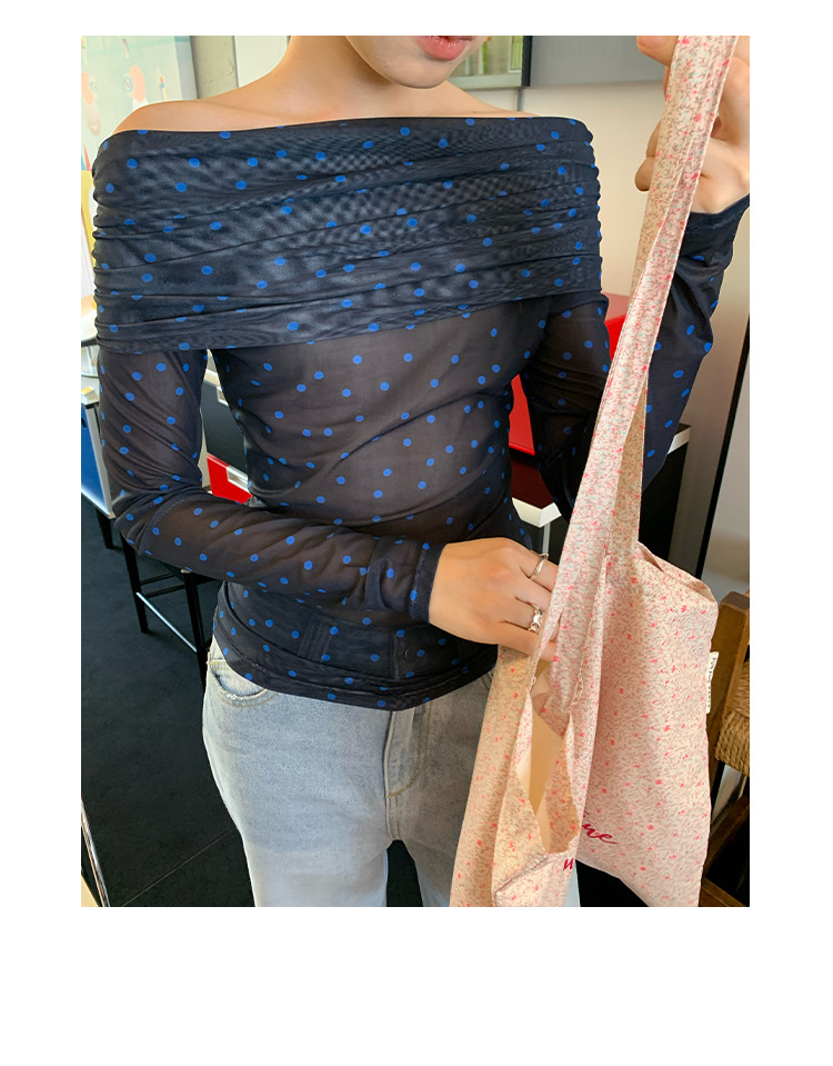 Asymmetric Long Sleeve Wave Point Slim Top