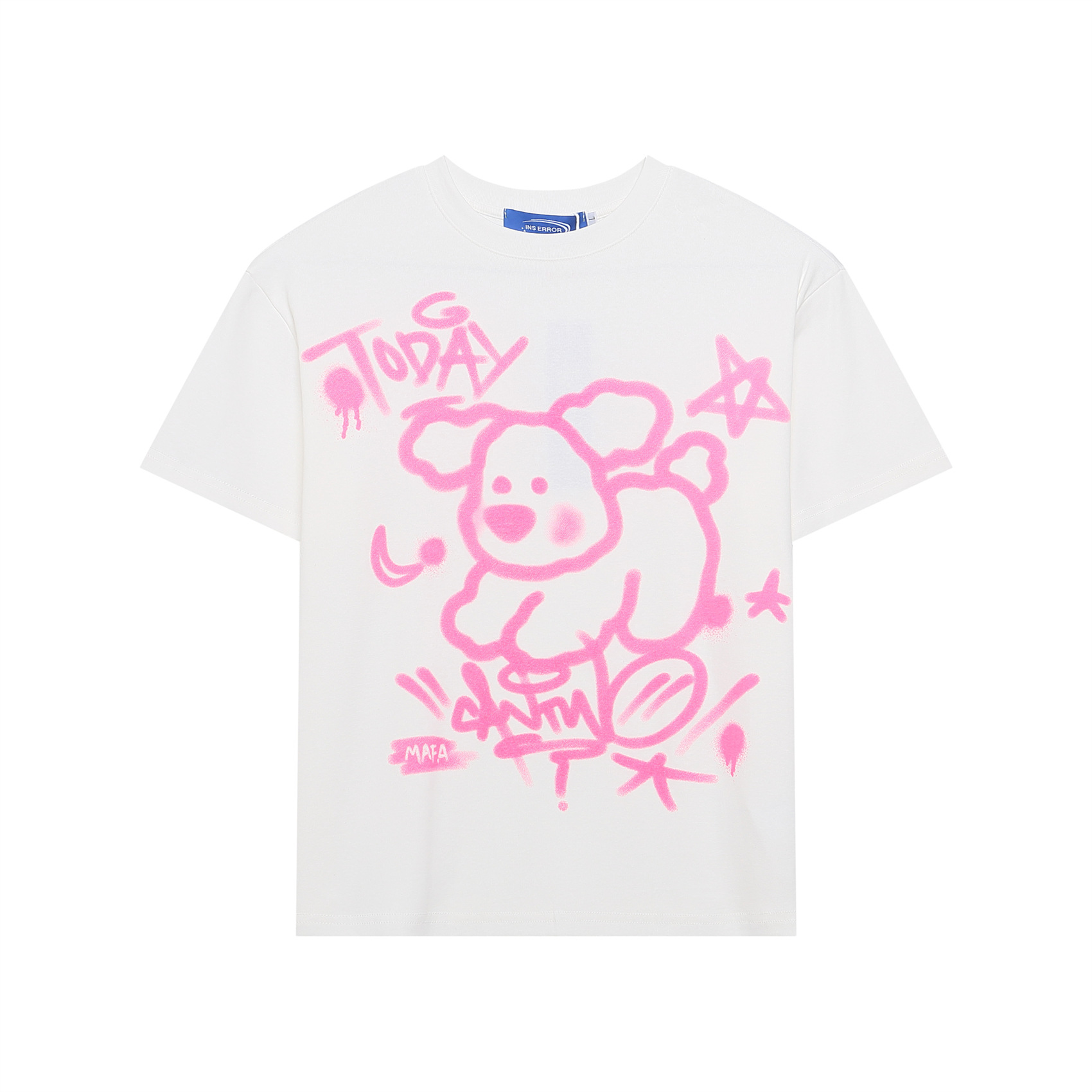 Printed white short sleeved t-shirt for women