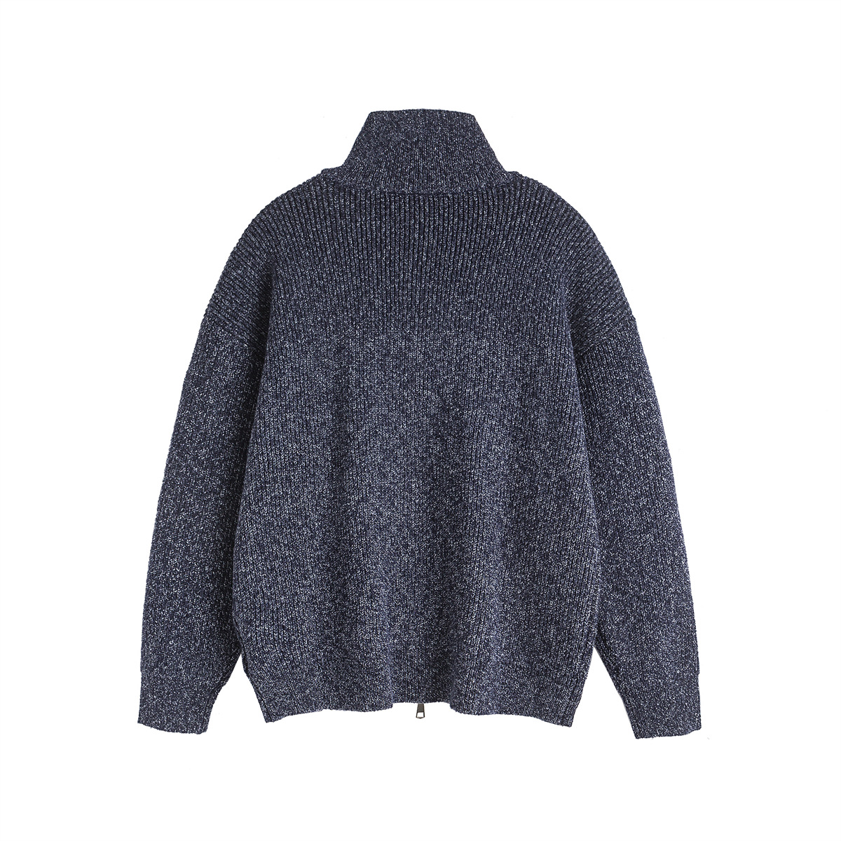 Oversized Japanese Workwear Jacquard Zip Front Sweater