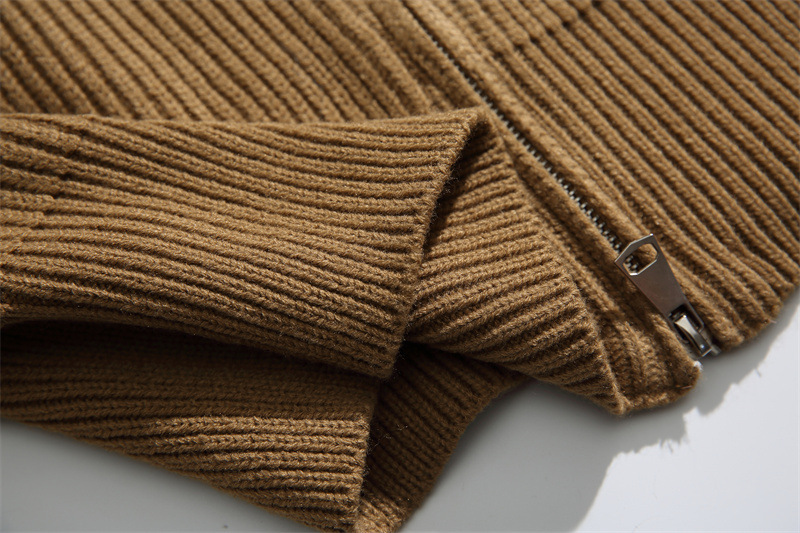 Japanese Workwear Plain Zip Front Cardigan