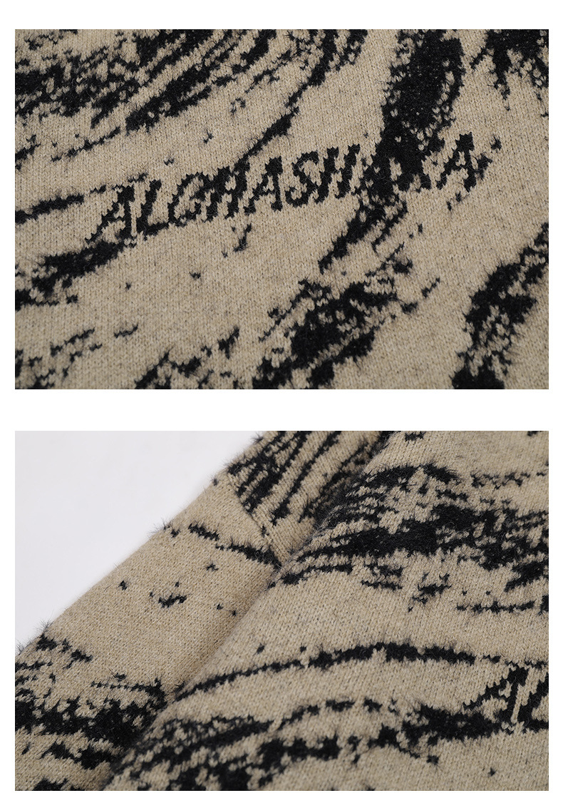 Men's Oversized Japanese Workwear Crewneck Alphabet Sweater