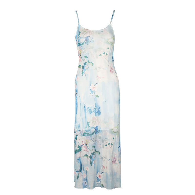 Long Polyester U-Neck Formal Evening Dress