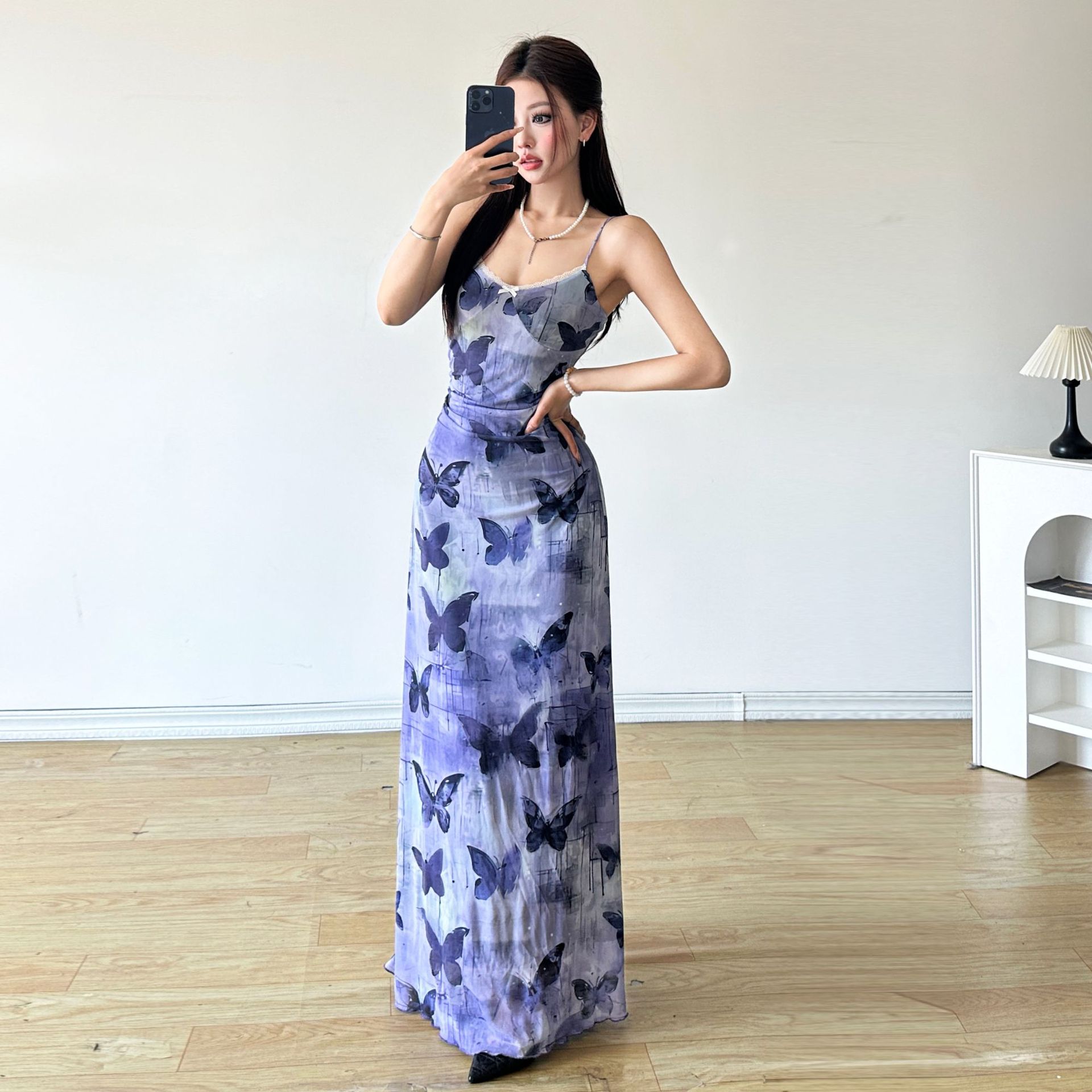 Sophisticated Plunging Sleeveless Long Dress