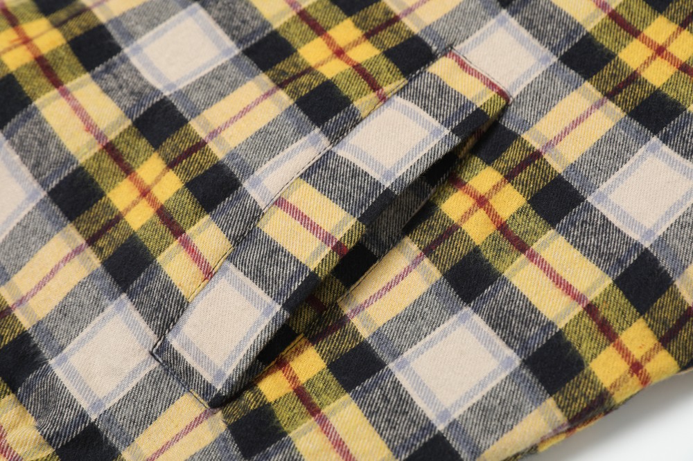 American Relaxed Mustard Checked Double-Sided Zipper Hoodie