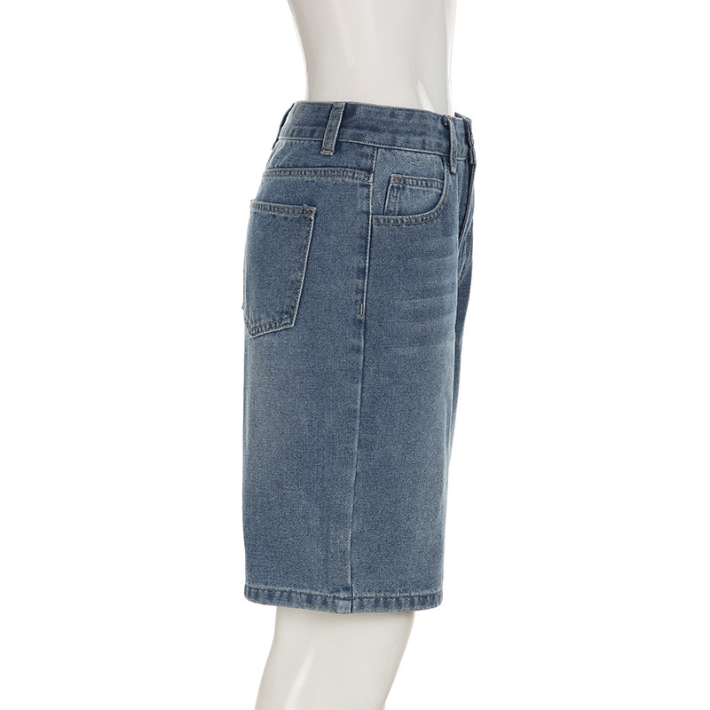Vintage washed high waisted loose denim shorts