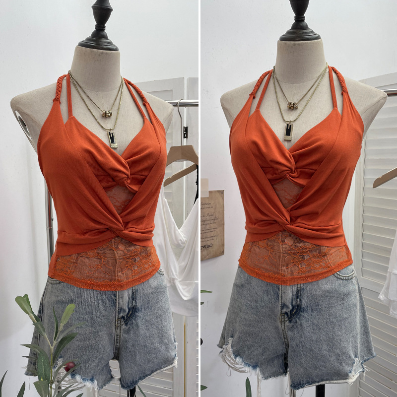 Solid Color Sexy Asymmetric Wrap Top
