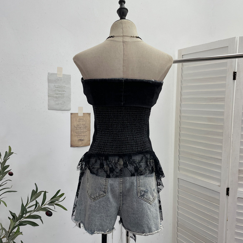 Sexy Asymmetric Denim Crewneck Top