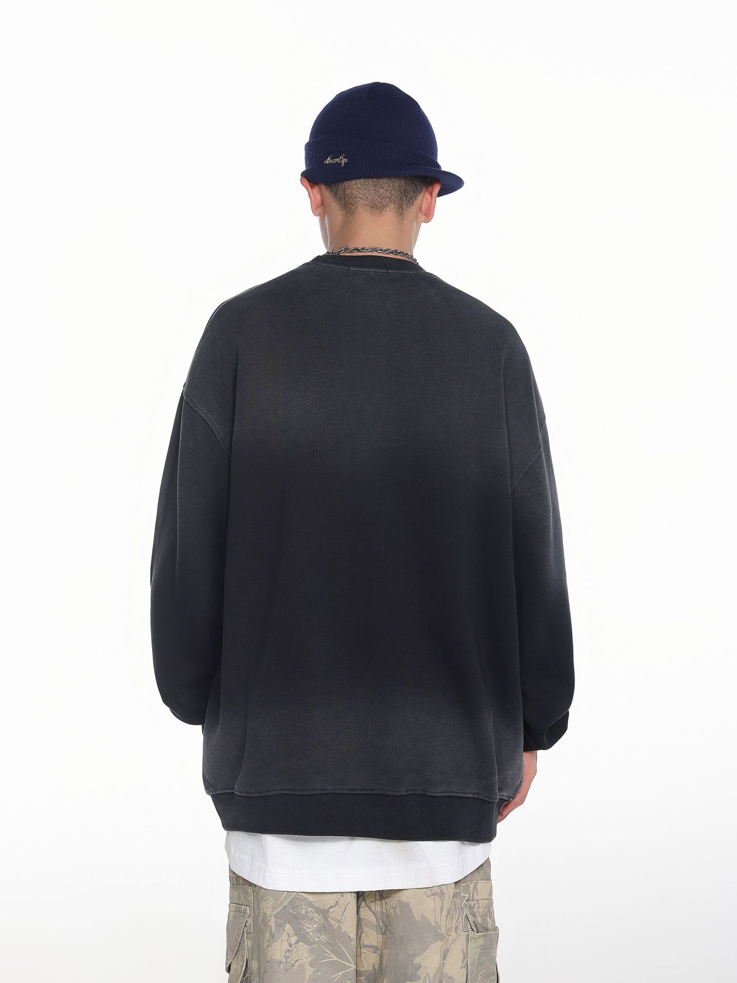 Menswear Oversized Acid Wash Ombre Embellished Hoodie